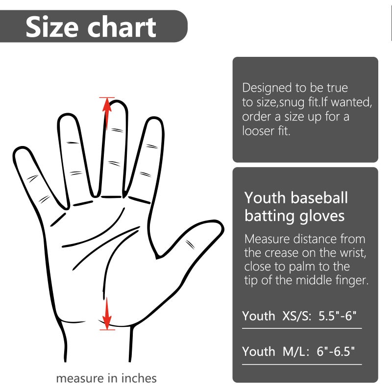 RSPGO Kids Baseball & Softball Batting Gloves for Youth Boys with Stretch Fit, Spider Black M/L - Image 5