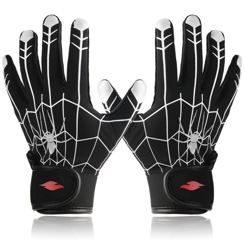 RSPGO Kids Baseball & Softball Batting Gloves for Youth Boys with Stretch Fit, Spider Black M/L - Image 2