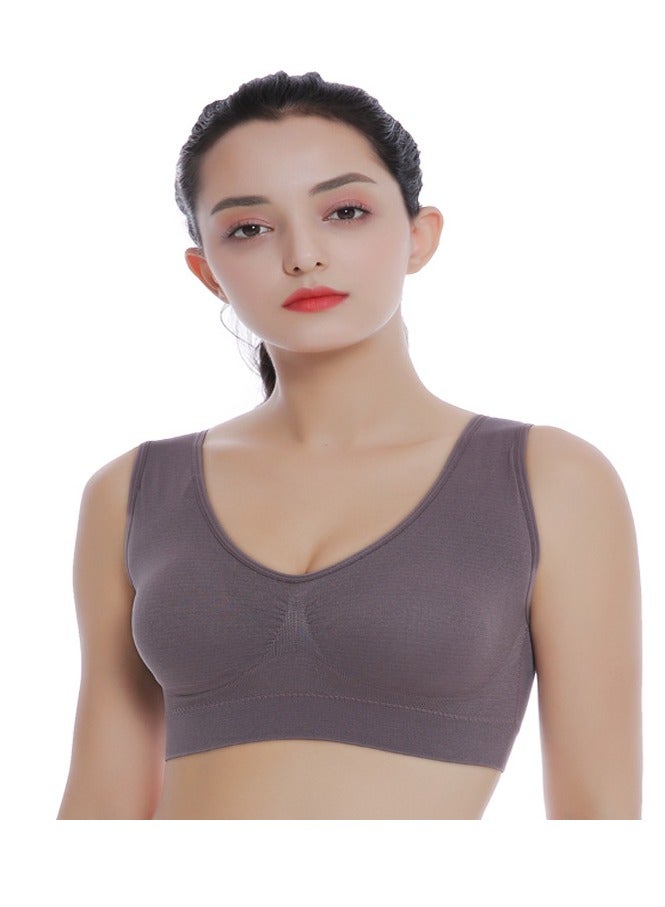 AROAQ Women Sports Bra, Fitness Sports Yoga Bra with Removable Padding,  Double-layer Seamless  Sports Bra without Rims, Comfortable Soft Bra for Workouts Running Yoga Training,(Size XXL,Bean Paste Purple)  - Image 1