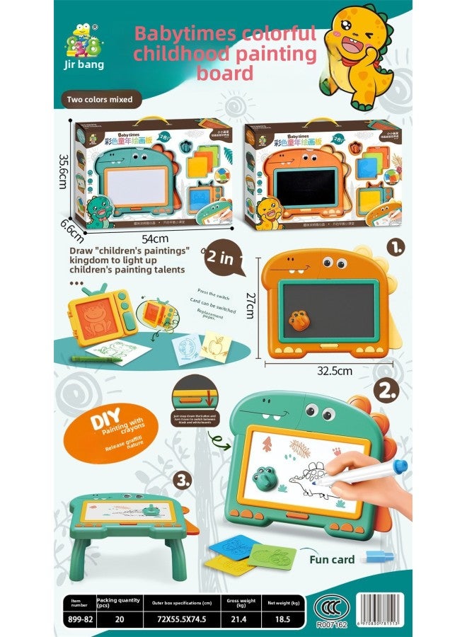 Children's Drawing Board Home Drawing Board Educational Toys Baby Graffiti Large Gift Box Stall Institutional Gifts Wholesale-Color:899-82 Dinosaur Sketchpad - Image 1