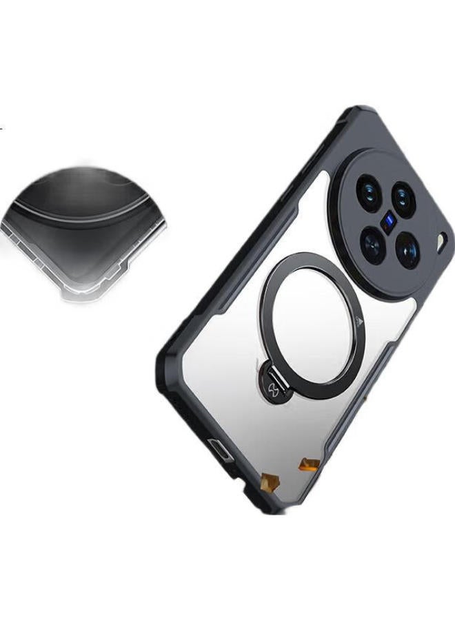 Xundd 360° Rotating Stand Case For Vivo X200 Pro, Airbag Shockproof Magnetic Absorption Protective Cover With Transparent Lens Full Body Silicone Phone Case For Men And Women - Image 2