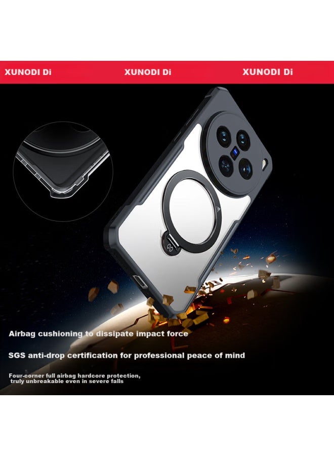 Xundd 360° Rotating Stand Case For Vivo X200 Pro, Airbag Shockproof Magnetic Absorption Protective Cover With Transparent Lens Full Body Silicone Phone Case For Men And Women - Image 3