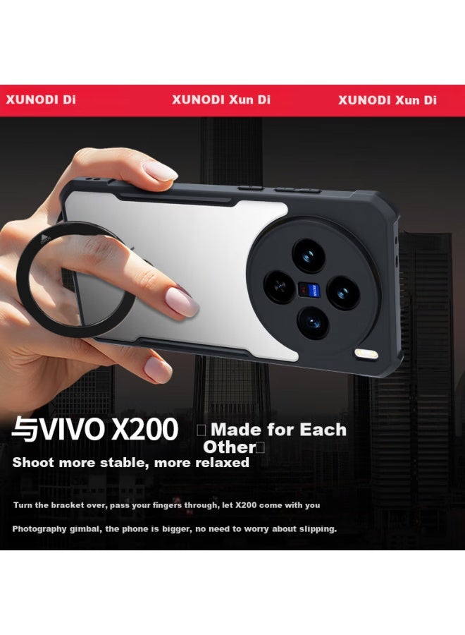 Xundd 360° Rotating Stand Case For Vivo X200 Pro, Airbag Shockproof Magnetic Absorption Protective Cover With Transparent Lens Full Body Silicone Phone Case For Men And Women - Image 2