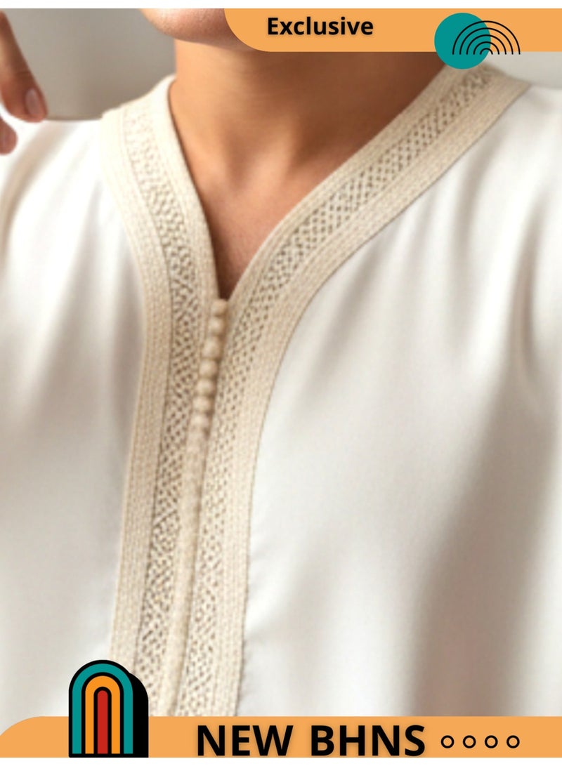 قميص رجالي ، ثوب نوم ، ثوب مغربي ، راحة مناسب هدايا رجالية فاخرة ثوب بيت رجالي للراحة قميص مغربي ، قميص صيفي رجالي ، قميص كم قصير ، ثوب سبعة رجالي مريحة هدايا للرجال - Image 2