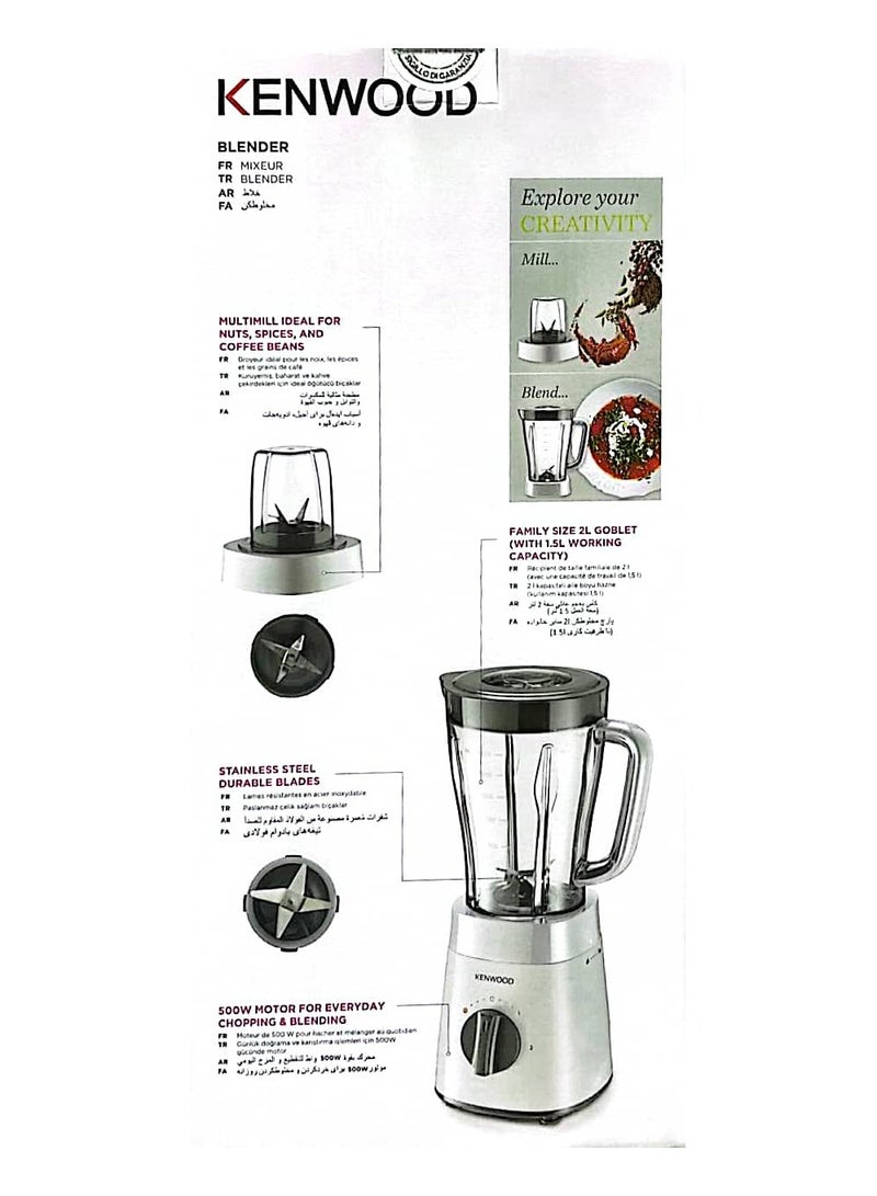 KENWOOD Smoothie Blender 2 L 500 W BLP16.150WH White - Image 4