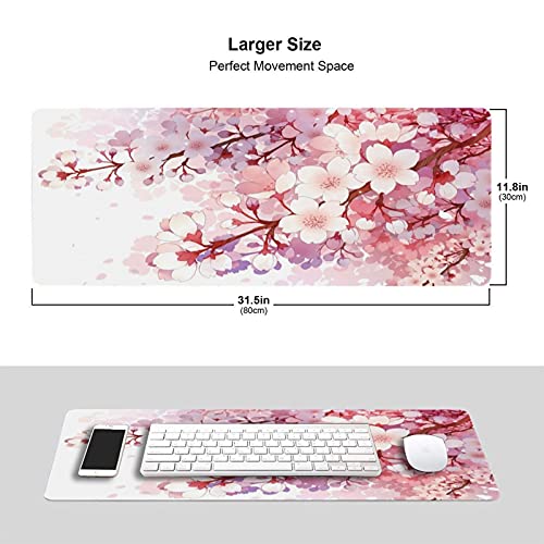 Echoserein Cherry Blossom Floral Gaming Mouse Pad Large XL Flower Desk Mat Long Extended Pads Big Mousepad Home Office Decor Accessories for Computer Pc Laptop - Image 2