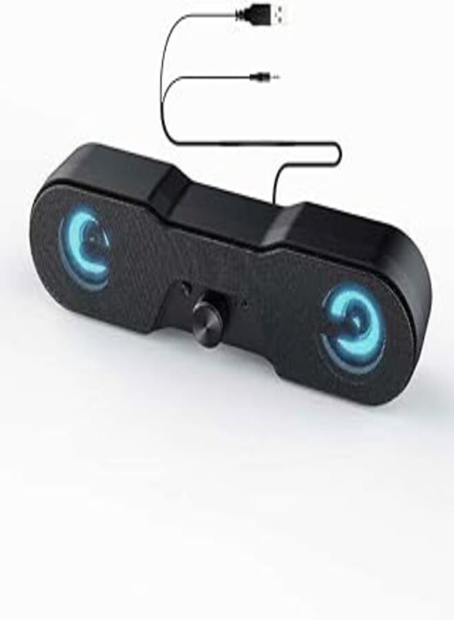 Desktop Audio Bar Speakers With LED Lights Effects, Volume Control & AUX port | For PC | HighEnd Speaker