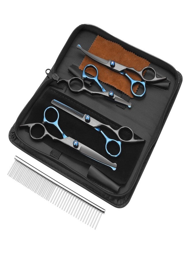 Fcysy Dog Grooming Scissors Kit, Fcysy Professional Pet Shears for Cats at Home, Dog Grooming Tools with Curved & Straight Blades Scissors Thinning Shears Pet Supply Set - Image 2