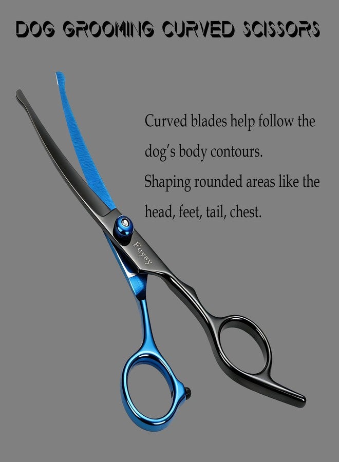 Fcysy Dog Grooming Scissors Kit, Fcysy Professional Pet Shears for Cats at Home, Dog Grooming Tools with Curved & Straight Blades Scissors Thinning Shears Pet Supply Set - Image 5