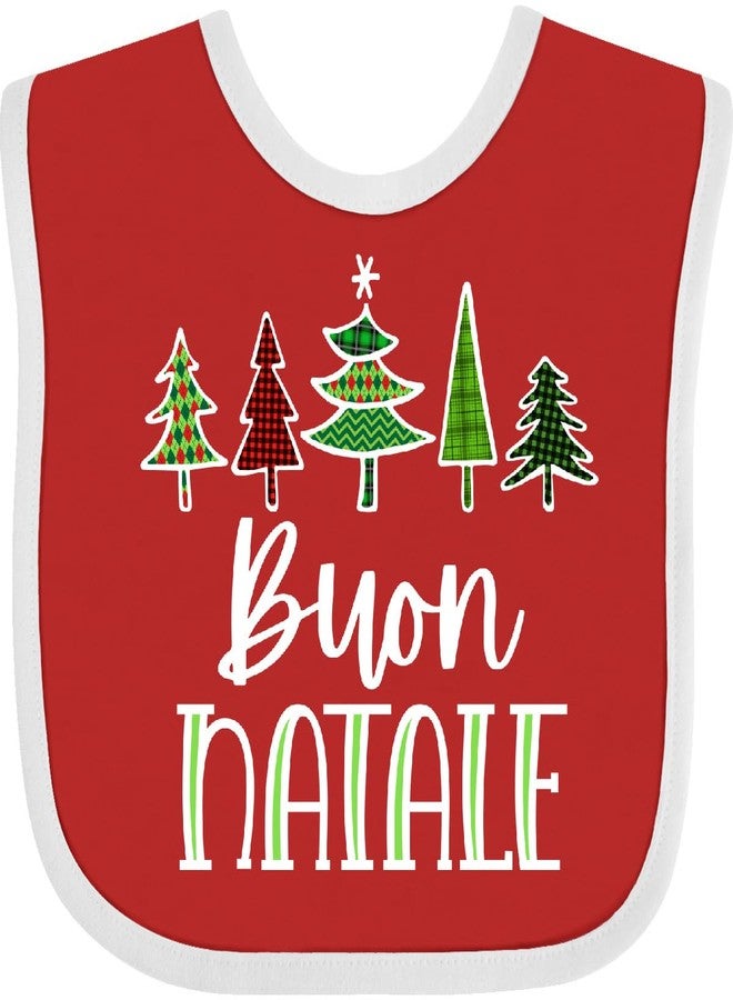 inktastic Buon Natale Festive Christmas Trees Baby Bib Red and White 3da9c - Image 1