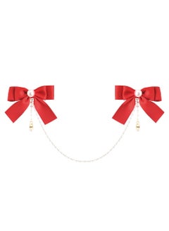 MXXGMYJ Hair Bow Clips for Toddler Girls Red Hair Ribbons for Babies Hair Bows for Little Girls Barrettes for Fine Hair Accessories for Women Pearl Tassel Hair Chain Bowknot Hair Clip for Baby Girl Barrettes 