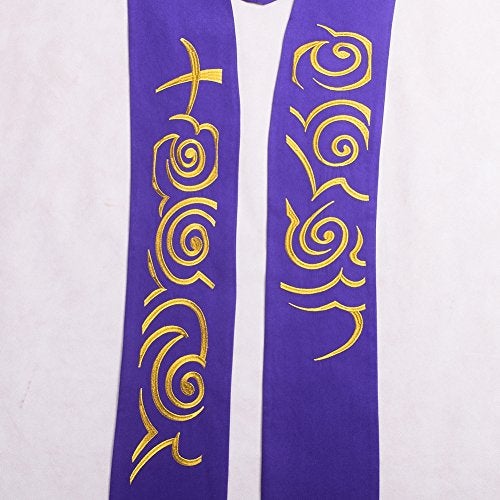BLESSUME Purple Stole Church Priest Overlay Stole - Image 4