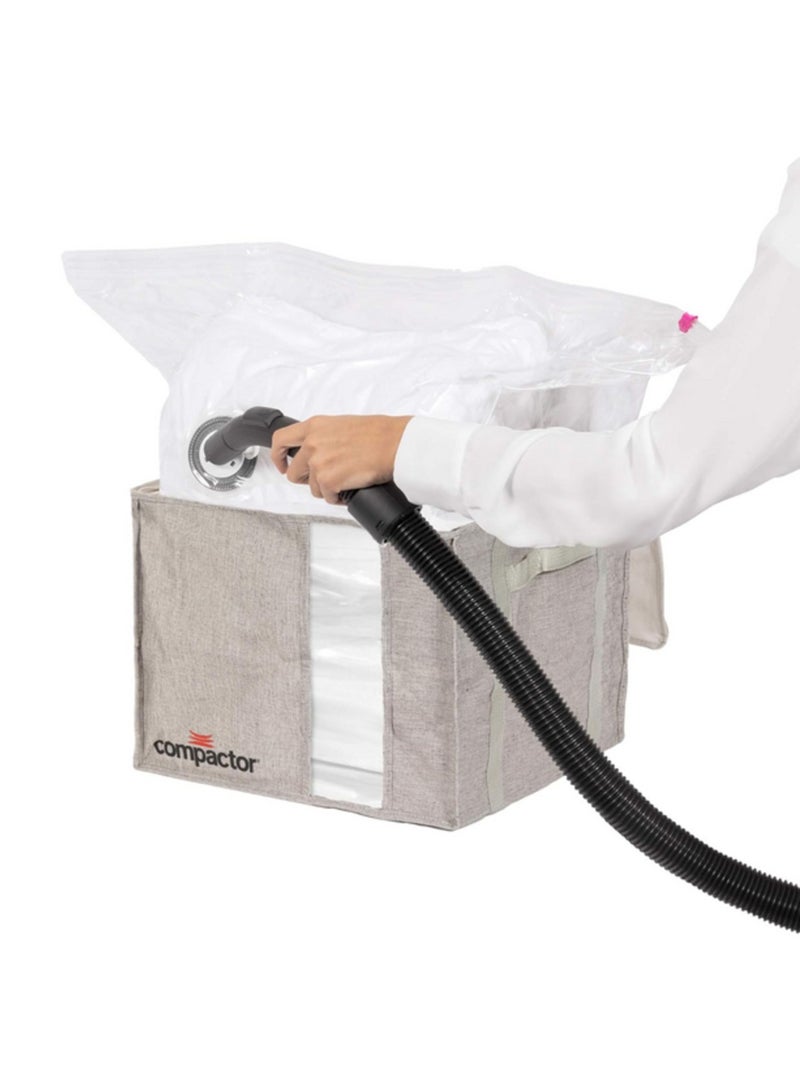 COMPACTOR Space Saving Semi Rigid Vacuum Storage Box 125L Zipper Closure Grey and Clear - Image 2