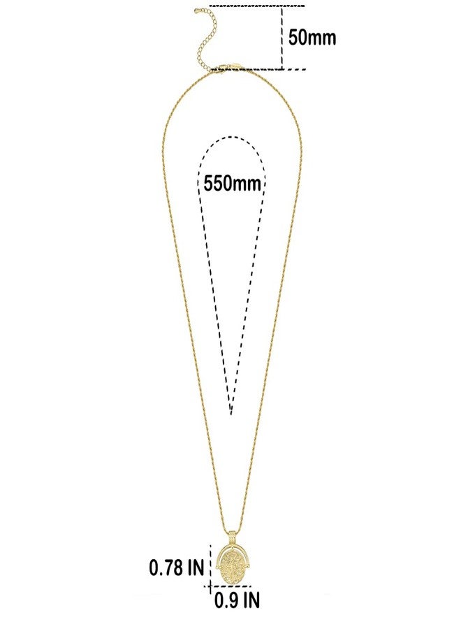 FRUMOS 18K Gold Plated Long necklace for Girls classic Retro Reimagined rope chain Pendant necklace roman arc coin gold vermeil ridge cross necklace apollo medallion coin Gold Necklaces for Womens - Image 2