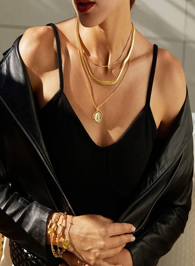 FRUMOS 18K Gold Plated Long necklace for Girls classic Retro Reimagined rope chain Pendant necklace roman arc coin gold vermeil ridge cross necklace apollo medallion coin Gold Necklaces for Womens - Image 4