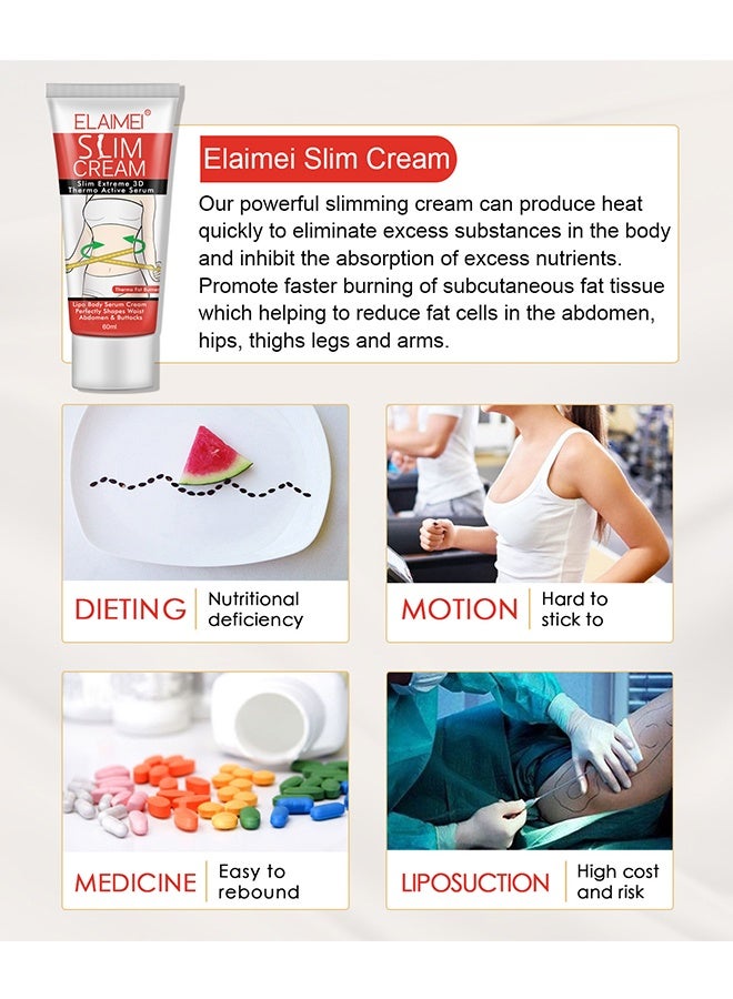 Elaimei Slim Cream - Hot Cream Belly Fat Burner, Cellulite Cream Shaping and Firming Body for Stomach, Thighs,  Arms, Lose Weight for Women & Men - Image 2
