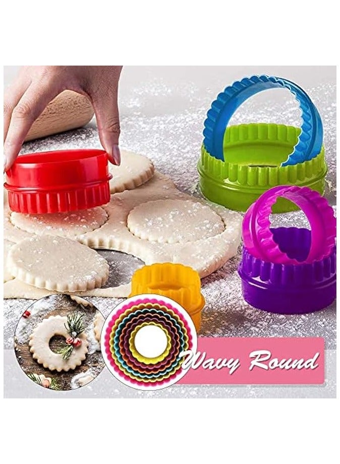 Erorex Cookie Cutters 6 Pcs, Plastic Crinkle Cutter Double Sided Plain Round Pastry Cutters Baking Tools Kitchen Gadgets Baking Tools Accessories - Image 3