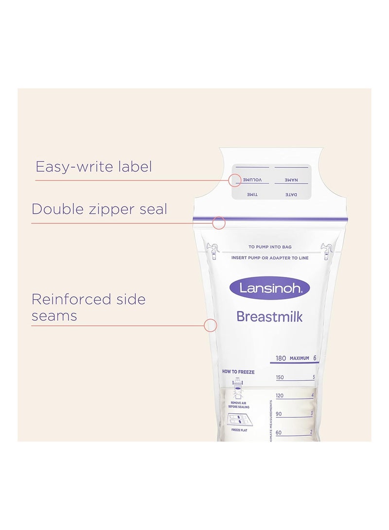 كيس تخزين حليب الأم لانسينوه ، 50 عدد ، ‎  خالية من BPA ، تحافظ على المغذيات الأساسية لحليب الأم ، وتقوية التماسات لمنع التسربات - Image 2