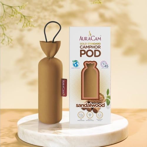 AuraCam Gold Standard Camphor Pod Cone (Sandalwood) - Set of 2 - Pod Air freshener For Room, Car, Bathroom, Office & Toilet | Long-Lasting Cone for Home - Image 5