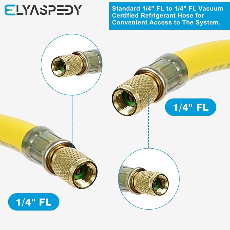 Elyaspedy 2025 Upgrade 3/8" Diameter Vacuum Certified Refrigerant Hose - 6 Feet, Yellow - Image 3