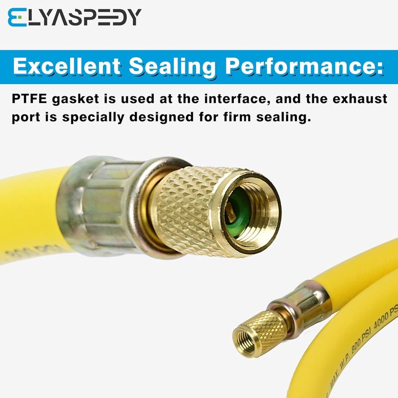 Elyaspedy 2025 Upgrade 3/8" Diameter Vacuum Certified Refrigerant Hose - 6 Feet, Yellow - Image 4