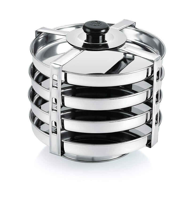 Komal Stainless Steel Dhokla Maker, Thatte Idli Maker, Big Plates Set With Stand Suitable for Inner Lid Cooker,4 Plates,Silver, Standard - Image 5
