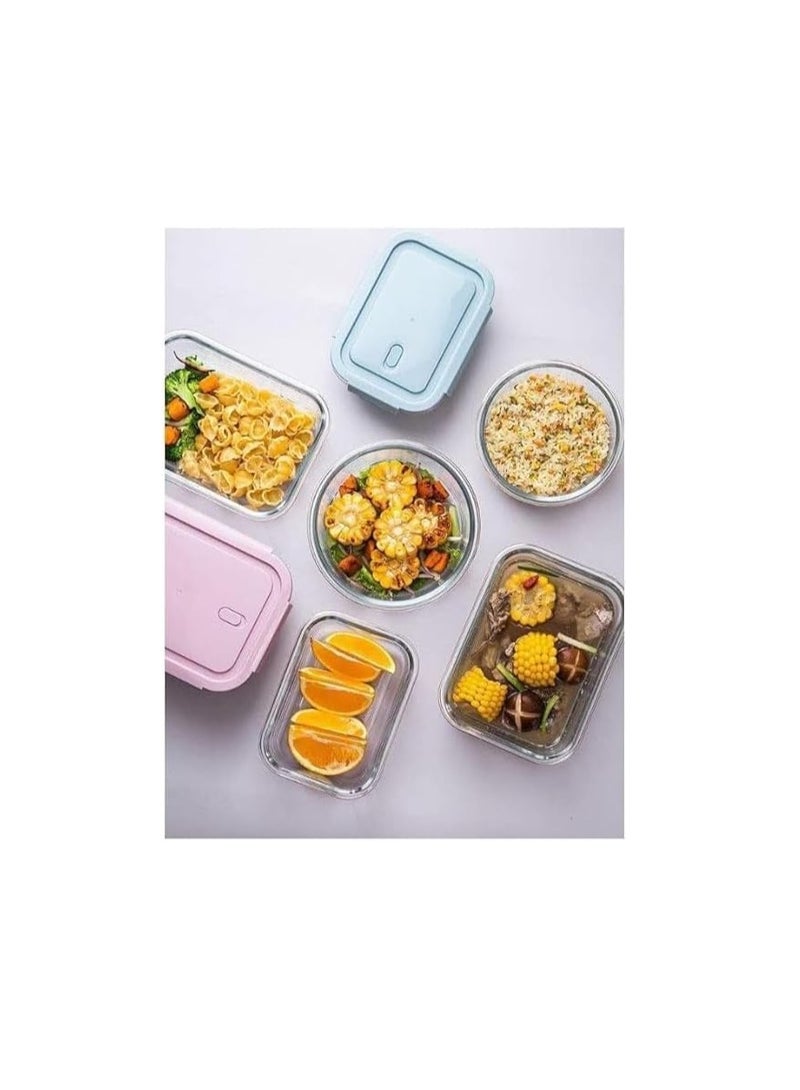 Glass Food Storage Containers with Lids Anti Leak Set of 3 Pieces Micorwave, Oven Up To 400 Dgree, Refrigerator and Dishwasher Safe 410 ml - 680 ml - 1040 ml (Light Blue) - Image 2