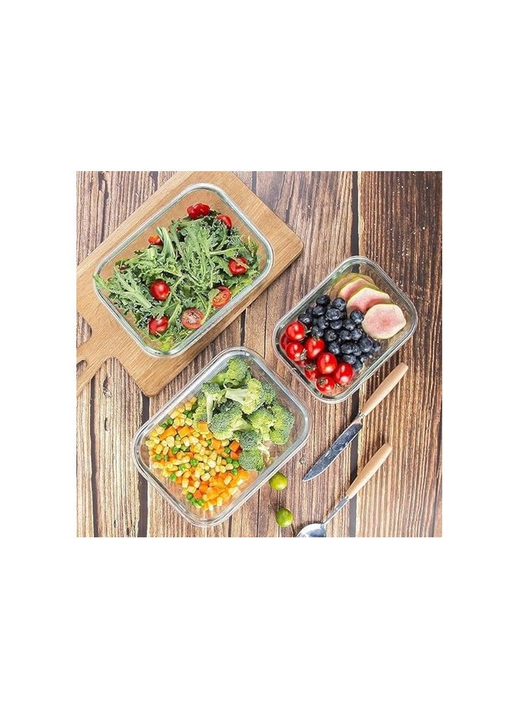 Glass Food Storage Containers with Lids Anti Leak Set of 3 Pieces Micorwave, Oven Up To 400 Dgree, Refrigerator and Dishwasher Safe 410 ml - 680 ml - 1040 ml (Light Blue) - Image 3