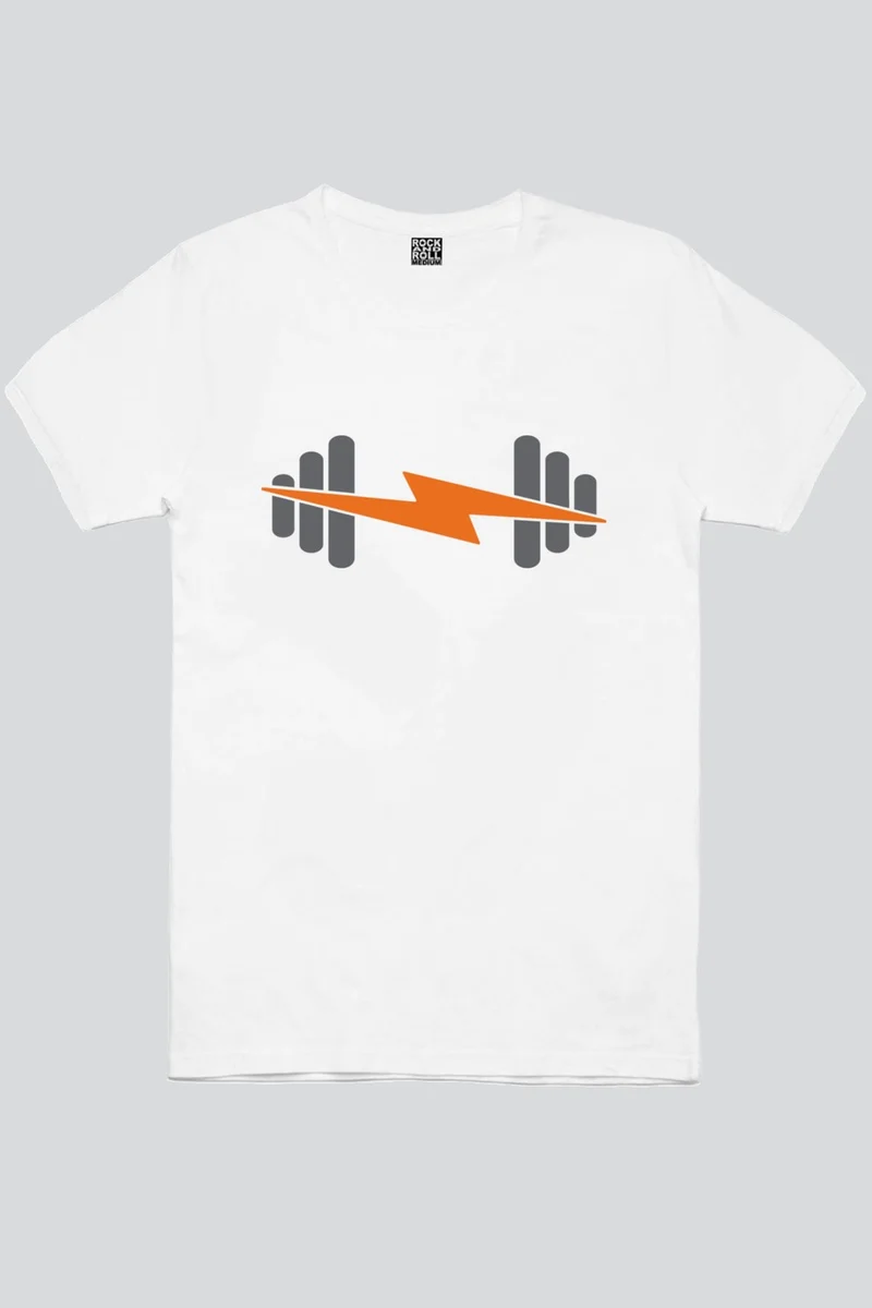 روك اند رول Lightning Sports White Short Sleeve Men's T-Shirt