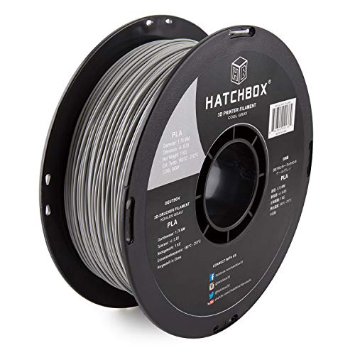 HATCHBOX 175mm Cool Gray PLA 3D Printer Filament 1 KG Spool Dimensional Accuracy 003 mm 3D Printing Filament