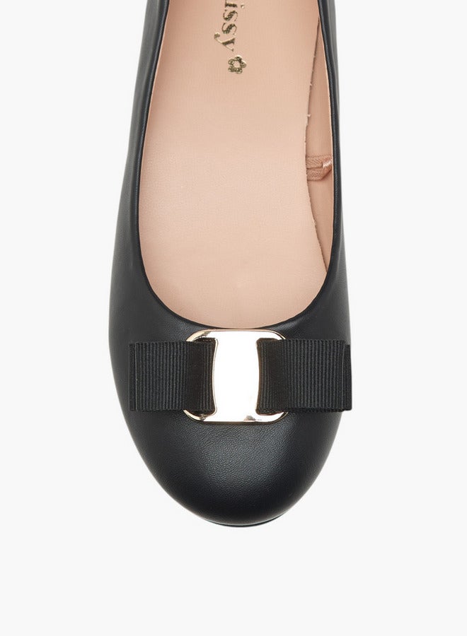 Little Missy Girls Bow Accent Slip-On Ballerina Shoes  - Image 4