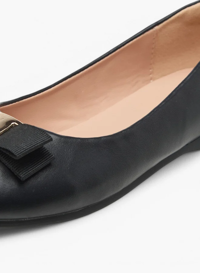 Little Missy Girls Bow Accent Slip-On Ballerina Shoes