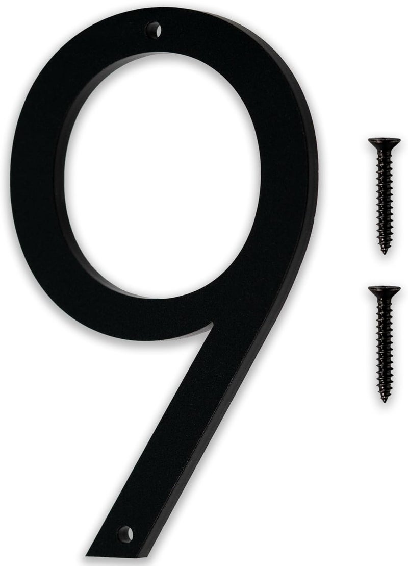 Discovered Designs 6" (9) Modern Address House Numbers for Outside - Easy to Install 3D Matte Black Acrylic Individual Numbers for Address on House, Weatherproof No Rust, Made in USA, Includes 2 - 3/4" Screws, Door Mailbox Number Home Address Number - Image 1