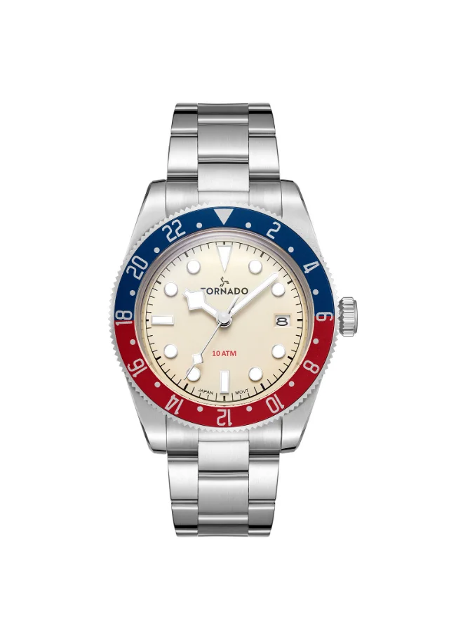 تورنيدو Tornado Lumina Date Just Men's Analog Ivory Dial Watch - T24006-B