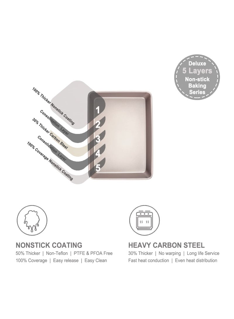 شيف ميد 13 Inch Rectangle Cake Pan Non Stick Loaf Pan Deep Dish Bakeware - Image 3