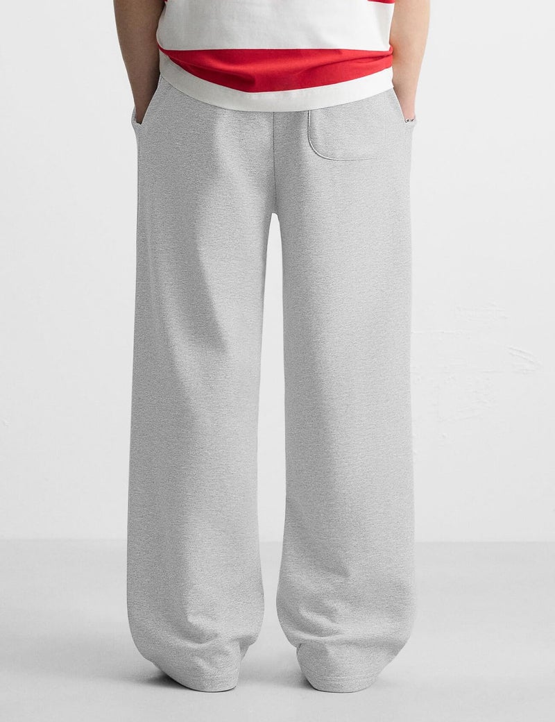HeSaYep Men's Baggy Sweatpants Wide Leg Fleece Lined Lounge Sweat Pants Winter Thermal Cotton Athletic Pants Open Bottom Straight Leg Workout Pants with Pockets Grey S - Image 2
