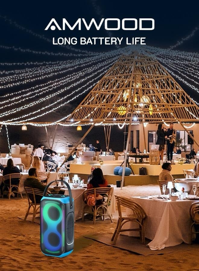 اموود مكبر صوت Soundboom محمول بتقنية البلوتوث مع صوت جهير وأضواء LED ودعم USB - Image 2