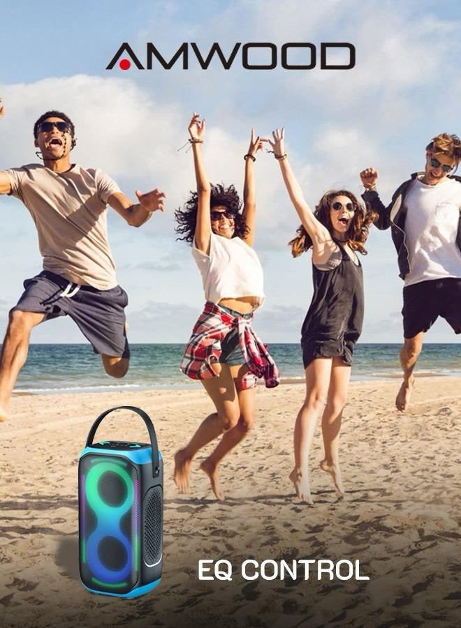 اموود مكبر صوت Soundboom محمول بتقنية البلوتوث مع صوت جهير وأضواء LED ودعم USB - Image 3
