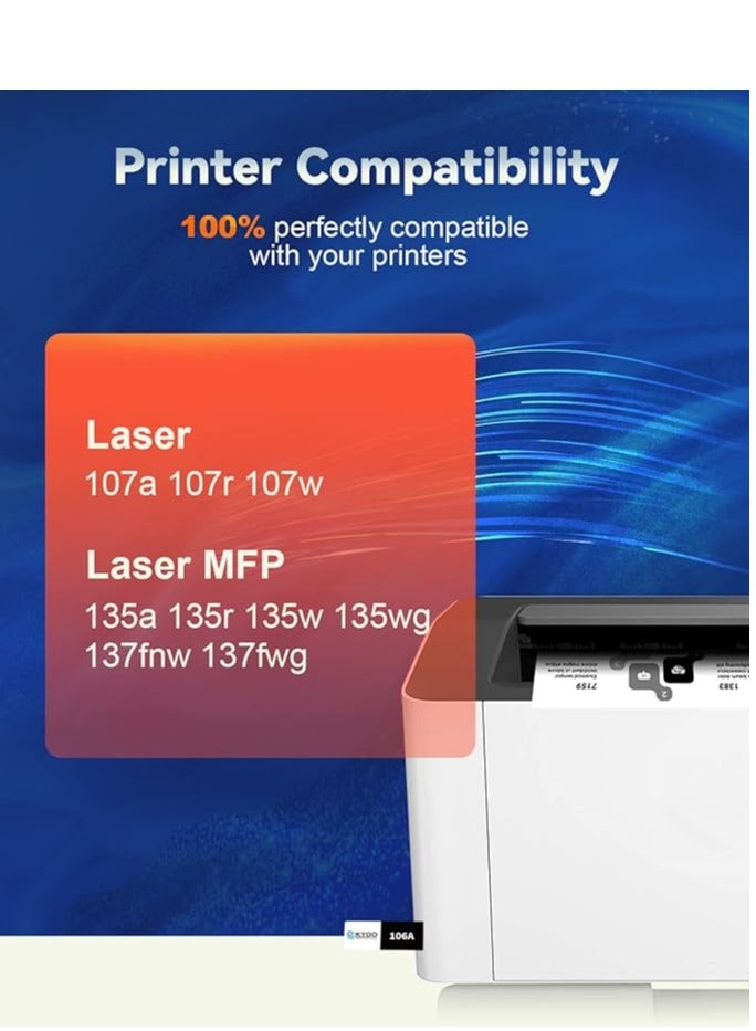 106A Toner with Chip Compatible for HP 106A W1106A Laser Toner Cartridge 107w 107a 107r for MFP 137fnw 137fwg 135a 135r 135w 135wg (Black, 1-Pack)  - Image 3
