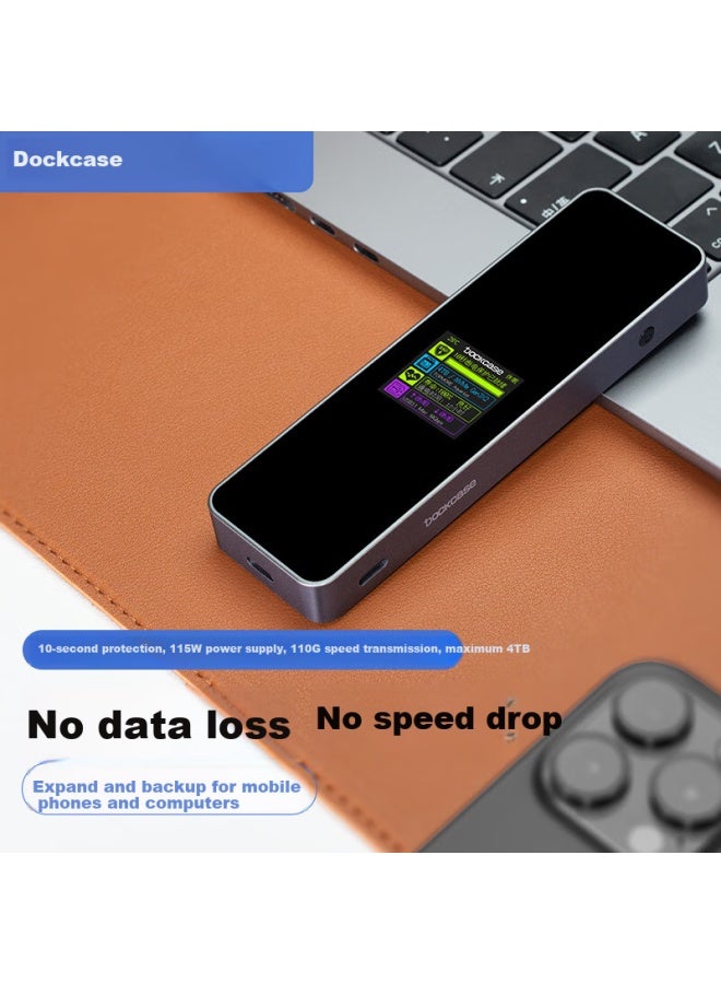 Dockcase M.2 Nvme Ssd Enclosure With Screen Type-c/usb3.2 Interface 10g High Speed Transmission Solid State Drive Mobile Hard Drive Notebook Desktop External Enclosure - Image 1