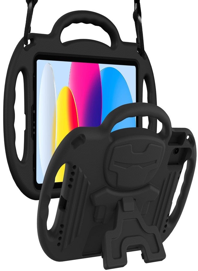 LTROP Kids Case for New iPad 10th Generation 10.9 Inch 2022, iPad 10.9 Case 10th Generation, with Shoulder Strap, Durable Handle Stand Child-Proof Bumper Case for iPad 10th Gen 2022, Black - Image 1