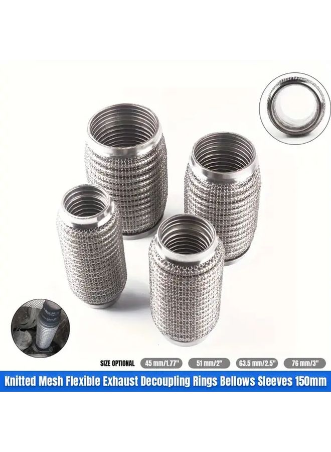 Knitted Mesh Flexible Exhaust Decoupling Ring 63.5mm 2.5 Inch Bellows Sleeve - Image 1
