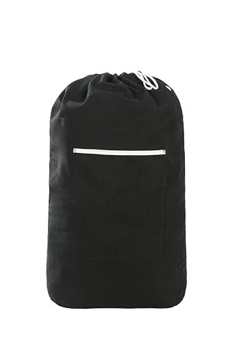 GORISEN Canvas Laundry bag, Washable Laundry backpack, Adjustable Straps, Large Front Pocket, Drawstring Closure (BLACK, X-Large) - Image 5