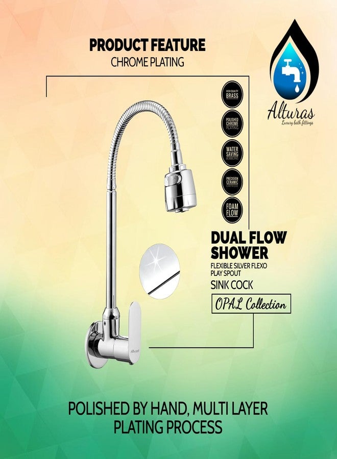 Alturas Brass Opal Dual Flow Kitchen Sink Cock with 360 Degree Swivel Spout | Kitchen Sink Tap | Kitchen Faucet | Tap for Kitchen Sink | Taps - Set of 1 - Image 4