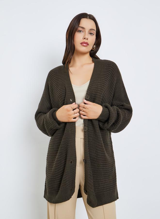 Styli Oversized Chunky Knit Button Down Cardigan - Image 3