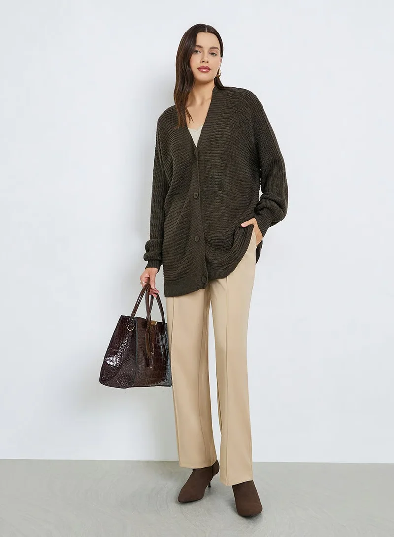 Styli Oversized Chunky Knit Button Down Cardigan