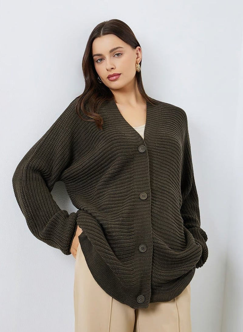 Styli Oversized Chunky Knit Button Down Cardigan - Image 3