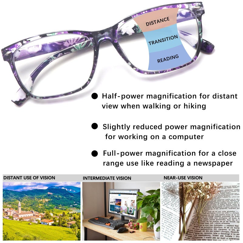 Clasaga Progressive Multifocus Reading Glasses For Women  Pattern Print Blue Light Block Stylish Ladies Computer Readers (Pattern Design-2  1.25  X) - Image 5
