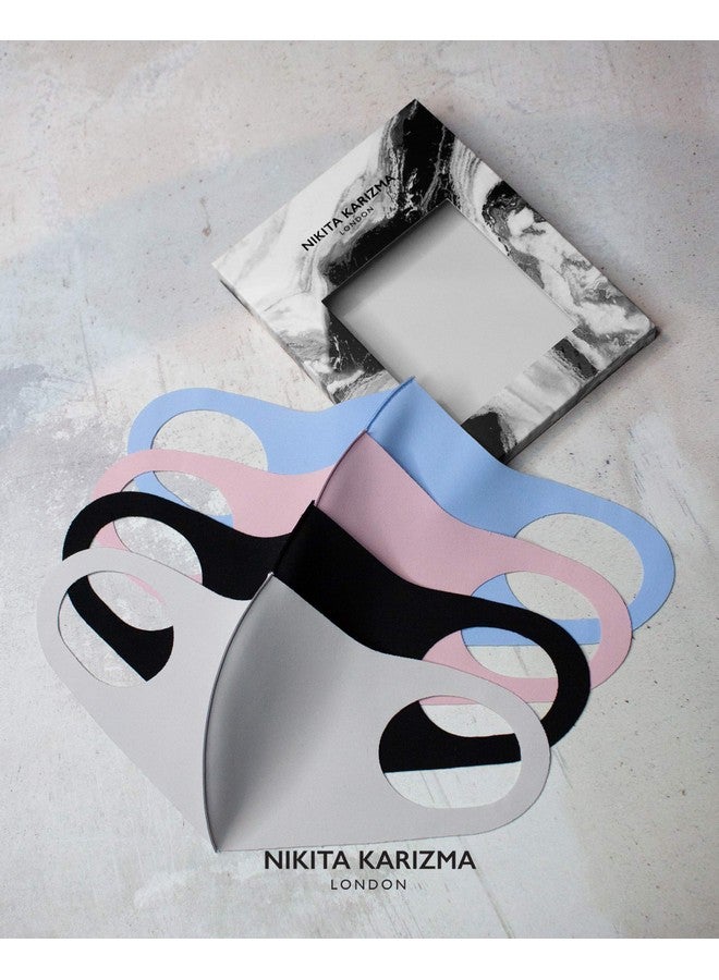 KARIZMA Styling Essentials Cloth Face Mask. 4 Buttery Soft Masks Washable Fabric. (Classic) Pink Soft Grey Blue And Black Face Mask Reusable. Fabric Face Mask 4 Pieces  - Image 5