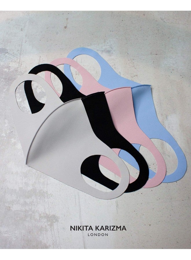 KARIZMA Styling Essentials Cloth Face Mask. 4 Buttery Soft Masks Washable Fabric. (Classic) Pink Soft Grey Blue And Black Face Mask Reusable. Fabric Face Mask 4 Pieces  - Image 2